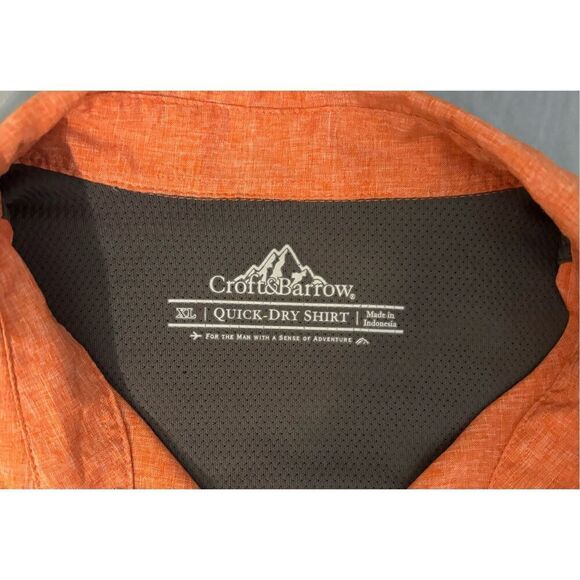 Men's short sleeve Orange VENTED BUTTON UP POCKETS QUICK DRY Camp shirt SZ XL - Picture 8 of 10